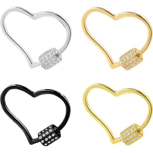 Jewelry making materials Love heart-shaped zircon carabiner DIY bracelet item link with punk style personality charm