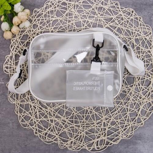 Fashion Lady Fashion Transparent-White Coin Purse Female Transparent PVC Chain Bag Holder Messenger Shoulder Bag Coin Purse