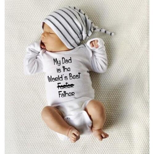 My Dad Is The Worlds Best Father Print Baby Rompers Autumn Spring Winter Newborn Long Sleeve Romper Jumpsuit Outfits