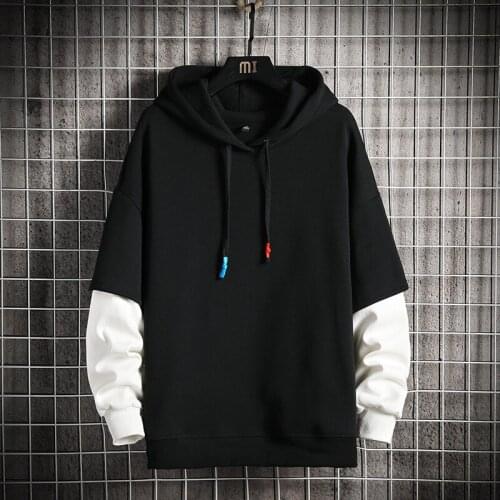Spring Autumn Personality Men Fake Two Hoodies Sweatshirts Hip Hop Hoodies Sweatshirts Street Style Thin Hoodies Sweatshirts