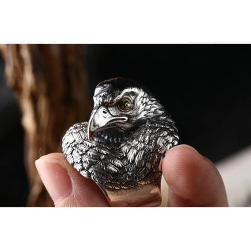 925 STERLING SILVER MENS eagle handmade punk Vintage Thai Ring Jewelry A5556