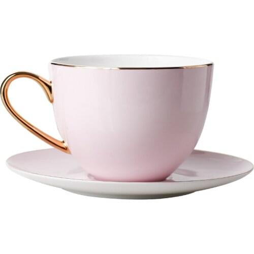 Ethiopian Tea Cup Set Porcelain Coffee Cup Saucer Spoon Set Pink Vintage Bone China Big Porcelain Cups Cute Xicara Teacup E5BD