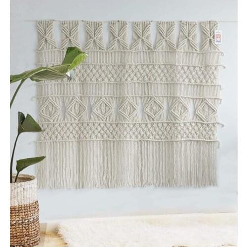 130*120cm Large Macrame Curtain Wall Hanging Tapestry Handmade Cotton Bohemian Art Beautiful Apartment Dorm Room Wedding Decor