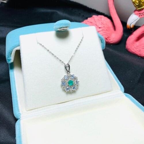 Natural Emerald Wing Modeling Pendant Necklace S925 Sterling Silver Luxurious Fashion Fine Jewelry for Women