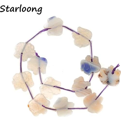Natural Stone Cute Elephant Tropical Fish Cracks Agates Stripe Druzy Loose Gems Strand Beads for DIY Jewelry Making Necklace