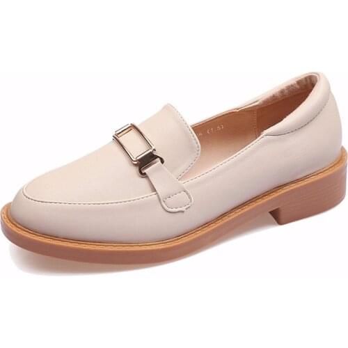 2021 New European American fashion womens shoes retro loafer flate small leather shoes light-mouthed single shoes