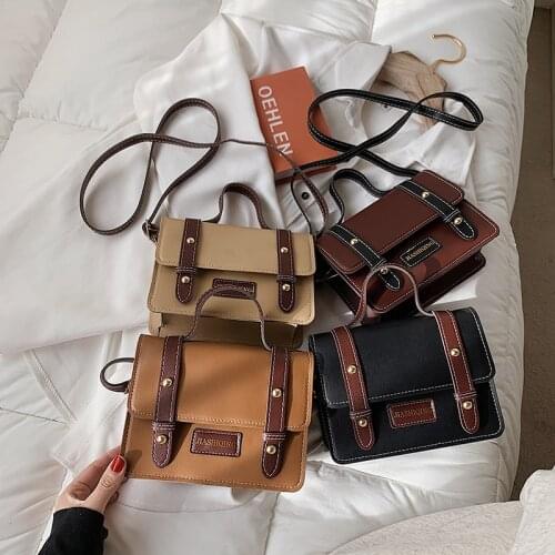 2021 Autumn New Fashion Retro Vintage Color Contrast PU Crossbody Cambridge Bags For Women Girl WJ8045
