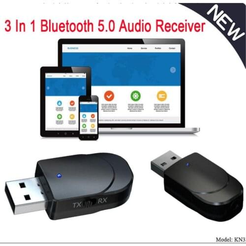 New Bluetooth-compatible 5.0 Audio Receiver Dual Output AUX USB Stereo Car Hands-free Call Built-in Microphone Wireless Adapter