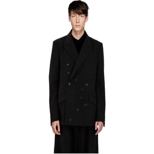 Deconstructed multi-button worsted casual suit black jacket