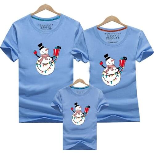 2020 Dad Mom Baby Christmas Snowman Print Clothing Family Matching Outfits Clothes Mother Daughter Father Son Mommy and Me Shirt