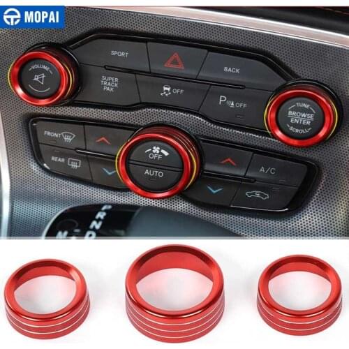 MOPAI Car Air Conditioning Audio Switch Knob Decoration Cover Ring for Dodge Challenger for Dodge Charger 2015+ Accessories