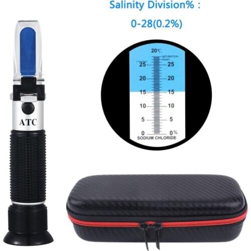 Handheld Portable 0-28% ATC Salinity Refractometer 0-28% refractometer salinometer Salt Water in Brine Prepared Food Solution