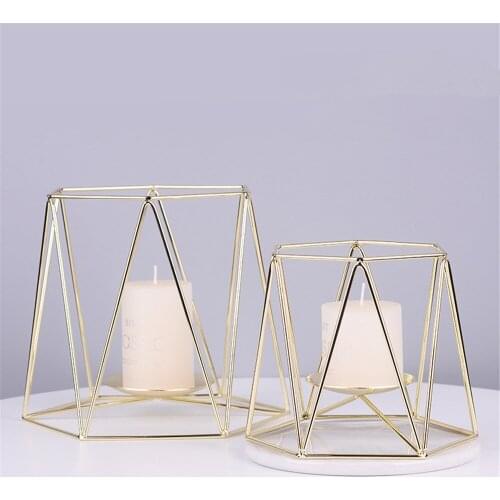 Nordic Rose Gold Iron Candlestick Minimalist Gold Metal Candle Holder Luxury Christmas Decor Table Candle Stand