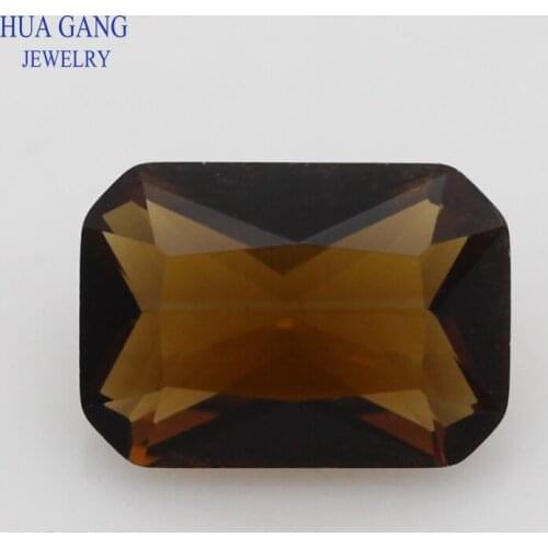 Coffee Color Glass Gems Octangle Shape Cut Loose Glass Beads Synthetic Gems For Jewelry Size 3x5~13x18mm Free Shipping