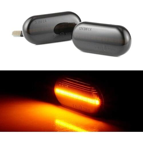 2x For Renault Clio 1 2 Kangoo Laguna Megane Nissan Opel Smart Smoked Lens Dynamic Side Marker Turn Signal Light LED Fender Lamp