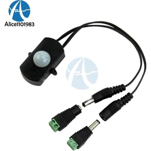 LED Strip Automatic Mini DC PIR Body Infrared Motion Sensor Switch 5A With Male Female Power Jack Adapter Connector 5V-24V