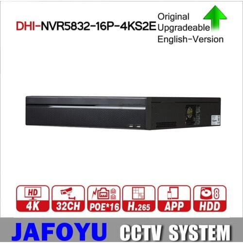 DH NVR5832-16P-4KS2E 16 e-POE 800M MAX H.265 NVR 32Channel 2U 16PoE 4K&H.265 Pro Network Video Recorder For DH CCTV System