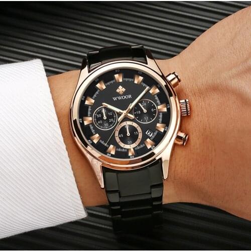 WWOOR Top Brand Men Watches 2021 Fashion Watch For Men Quartz Clock Man Casual Military Waterproof Wrist Watch Relogio Masculino