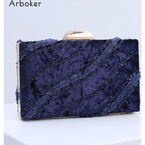 Ladies Velvet Evening Bag Vintage Chain Handbag Womens Velour Embroidery Handbag 2021 New Day Clutch Bridal Party Hand Bags