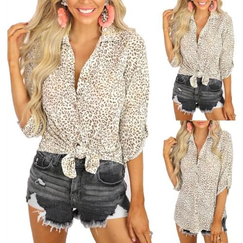 Summer New Streetwear Printed T-shirts Long Sleeve Cardigan Casual Loose Fashion Leopard Print Lapel Shirt Women Fashion Classic