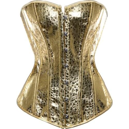 Women Vintage Palace Sexy Leather Overbust Corset Nightclub Steampunk Corset Body Shaping Tops S-6XL