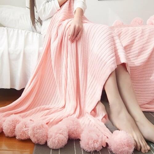Winter Soft Warm solid color thicken stripe Jacquard balls Coral Flannel Blanket Sheet Bedspread bed sofa throw cover blankets