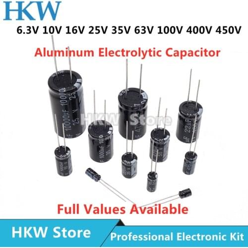 10V 16V 25V 35V 50V 63V 100V 200V 250V 400V Aluminum Electrolytic Capacitor 20% 100UF 470UF 680UF 1000UF 1500UF 2200UF 3300UF