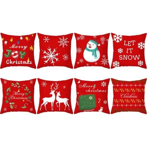 2021 Pillowcase Cushion Cover Throw Pillow Case Merry Christmas Gifts Home Office Living Room 45x45cm