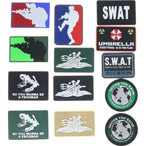 3D PVC Rubber Embroidery Tactical Military Headband Buckle Badge Clothing Military Armband Tactical Rubber Sports Outdoor Badge