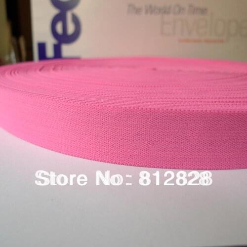 50 Yards 1" 25mm Solid Pink Elastic Webbing For Decorative Project