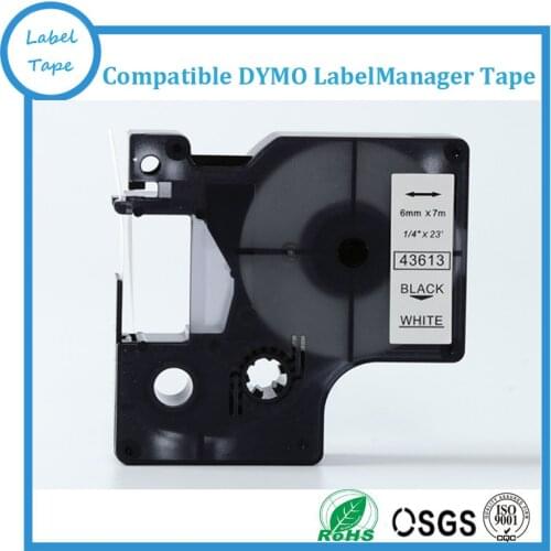 6mmX7m 6mm label black on white tape 43613 compatible d1 label tapes with dymo d1 label printer