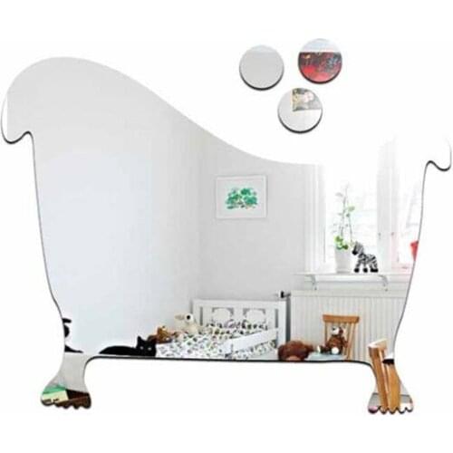 1Sets Acrylic 3D Mirror Carved Wall Stickers For Bathroom Door Decorative Sign Stickers Gold Silver Hotel Fun Logo