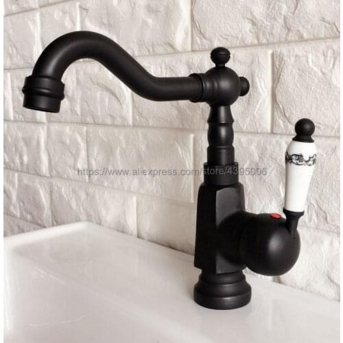 Oil Rubbed Bronze Bathroom Basin Faucet Single Handle Swivel Spout Vessel Sink Mixer Tap Bnf352