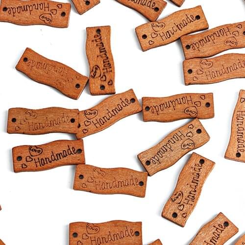 10x30mm Handmade Wooden Sign Button For DIY Scrapbooking Garment Sewing Craft Accessories