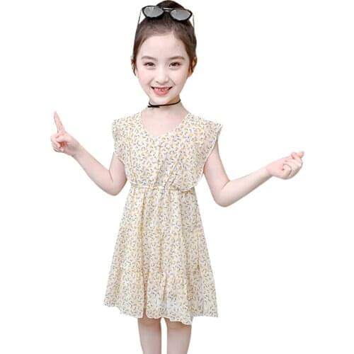 Kids Dresses For Girls Floral Pattern Girl Dress Casual Style Children Party Dresses Summer Girls Clothes 6 8 10 12 14