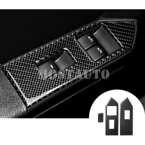 For Ford Mustang Carbon Fiber Car Door Window Switch Button Cover Trim 2009-2013 Black/Red 3pcs Car Accessories Interior
