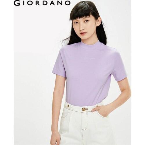 Giordano Women Tshirts High-tech Cool Printed Crewneck Tee Shirts Short Cleeves Soild Casual Camiseta Mujer 05321390