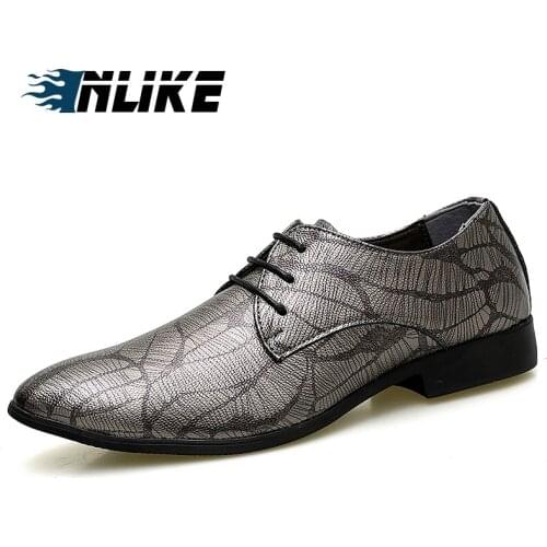INLIKE Shinny Breathable Men Formal Shoes Pointed Toe Weddinge Oxford Shoes For Men Dress Shoes Business Increase