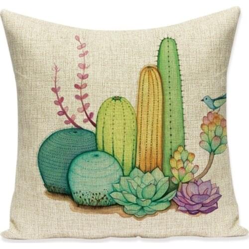 Pumelo Tree Cactus Cushion Cover Succulent pot Cotton Decorative Throw Pillows Cover Living Room Accessories Farmhouse Decor