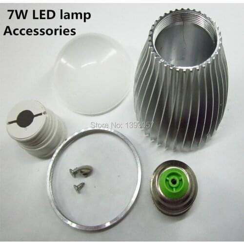 5 Set 7W Aluminum shell kit LED parts LED bulb lamp accessories E27 E14 B22 Gu10 Base plug For DIY