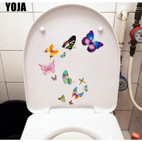 YOJA 19.4X22.5CM Flying Butterfly Cartoon Baby Bedroom Wall Sticker Lovely Animal WC Toilet Seat Decal T1-2282