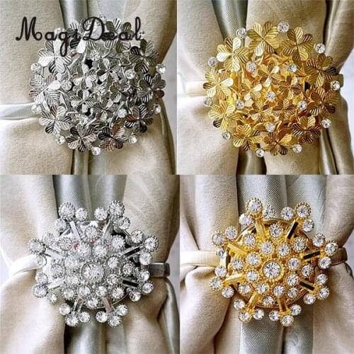 MagiDeal Magnetic Rhinestone Spring Curtain Buckle Sunblind Tieback Holder Home Decor