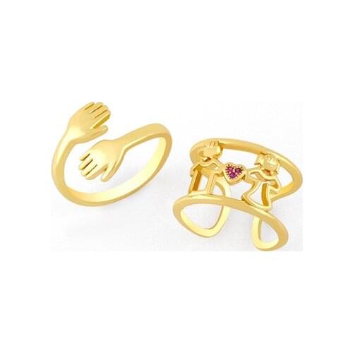 Trendy Gold Embrace Rings For Women Men Lover Couple Rings Set Friendship Engagement Wedding Open Rings Adjustable2021 Jewelry