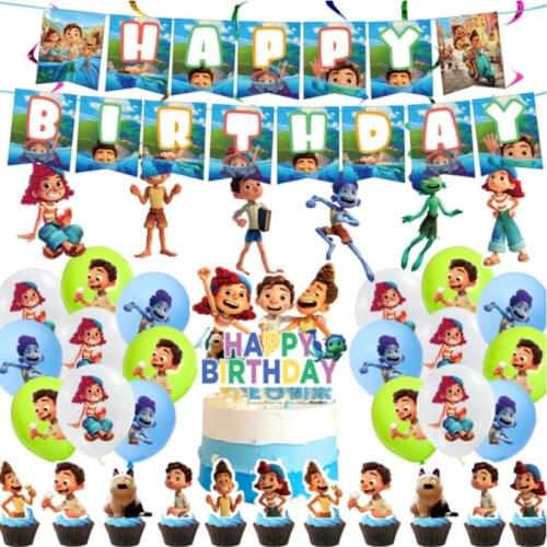 Omilut Pixar Luca Balloon Supplies Pixar Luca Birthday Party Cake Topper Decor Supplies Baby Shower 1th Bithday Party Supplies D