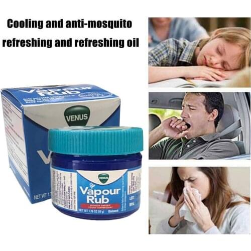 Vapour Rub White Cooling Balm Herbal Cream Refresh Ointment Cold Headache Muscle Aches Pain Relieving Essential Oil 50G