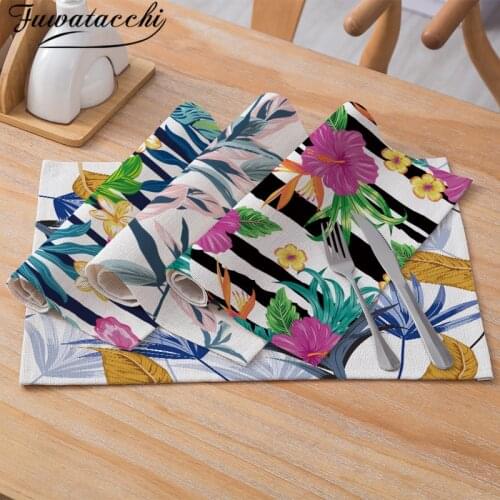 Fuwatacchi Tree Fruit Photo Placemats for Dinning Table Pastoral Style Cup Coasters Waterproof Mats Kitchen Decorative Napkins