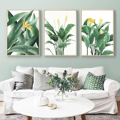 Full Drill Square Round 5D DIY Diamond Painting Banana Leaves Diamond Embroidery Mosaic Rhinestone Decoration Nordic Style 3pcs