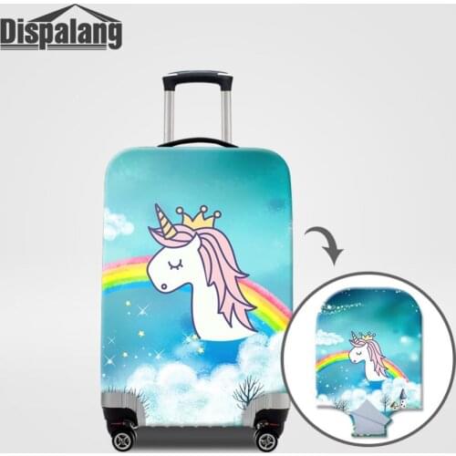 Dispalang Cartoon Unicorn Print Custom Luggage Protective Cover For 18-32 Inch Trolley Elastic Rain Dust Case For Suitcase Cover