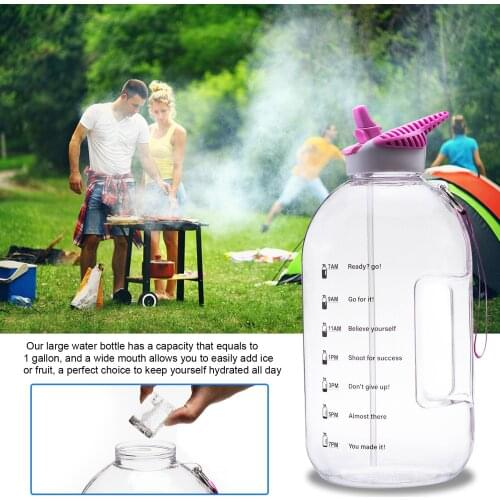 3.78L Large Capacity Sports Water Cup Men Women Summer Outdoor Portable Plastic Water Bottle With Time Marker