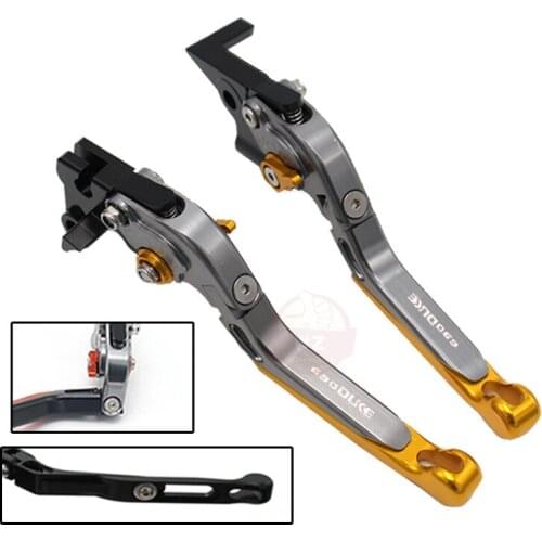Adjustable folding extendable brake clutch lever for KTM 690 DUKE 690 DUKE 2014 15 16 orange with logo motorcycle free shipping